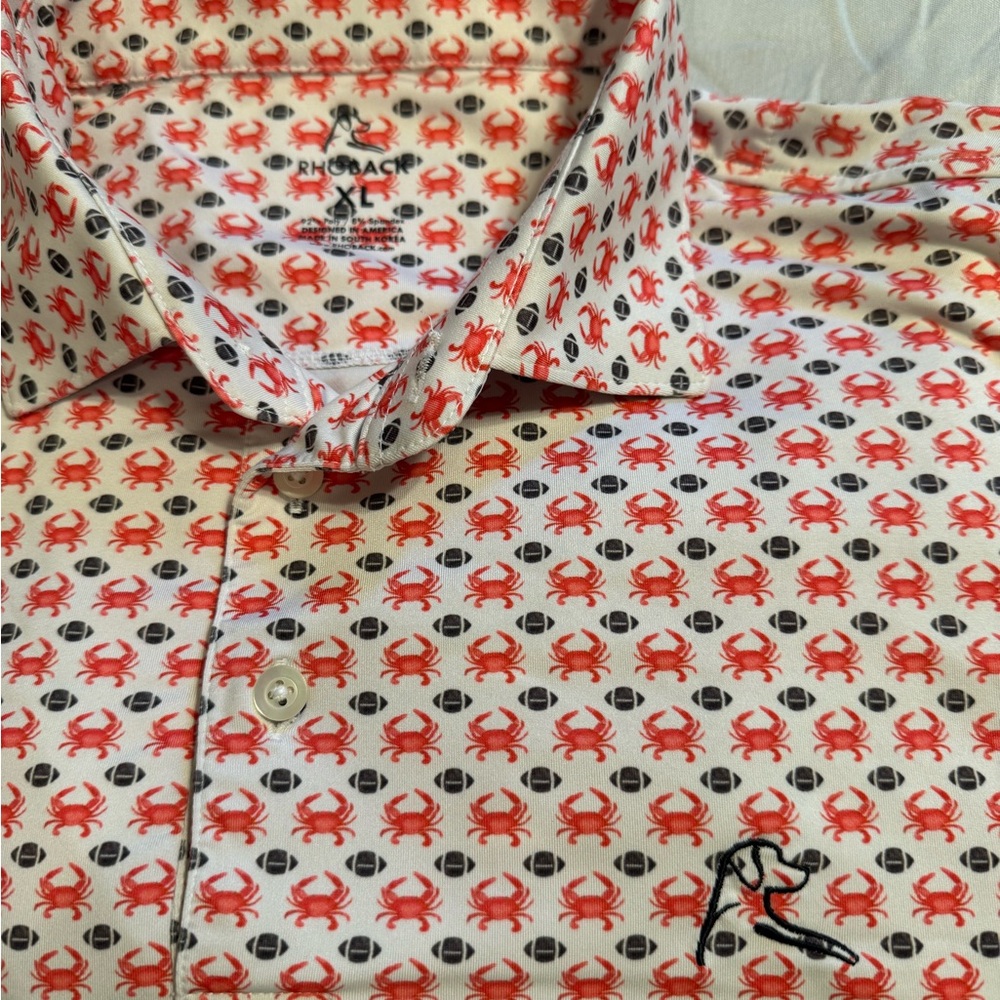 🦀 🏈 Rhoback Maryland “Crabs and Football” polo - XL - Like New